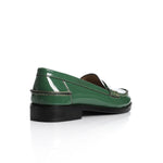 Green Leather Penny Loafers - Amza - 37