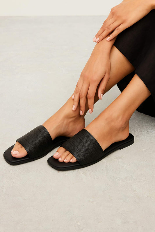 Natural Weave Black Slide - Amza - 37
