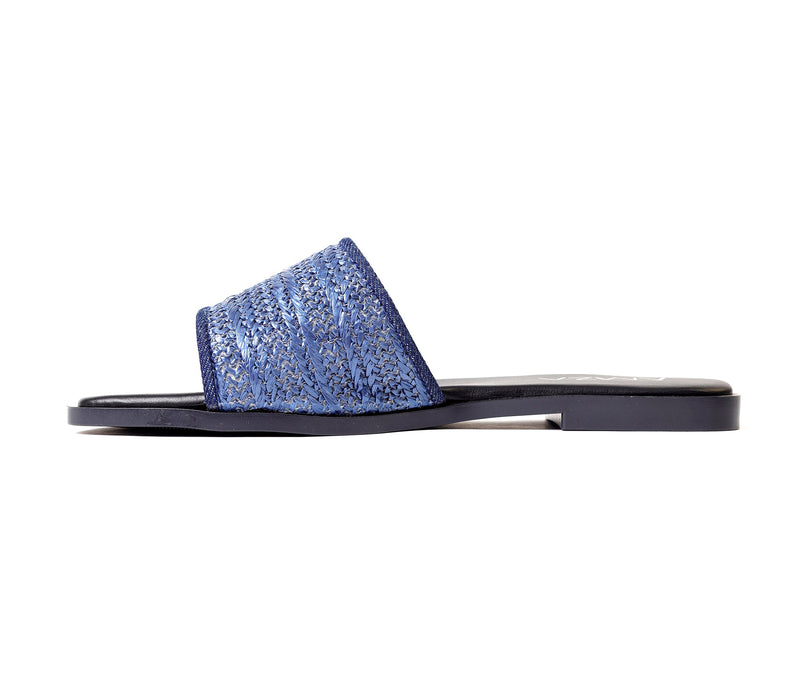 Natural Weave Navy Slide - Amza - 37
