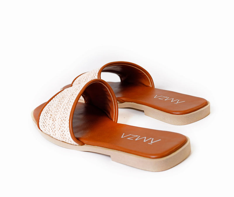 Natural Weave Slide Beige - Amza - 37