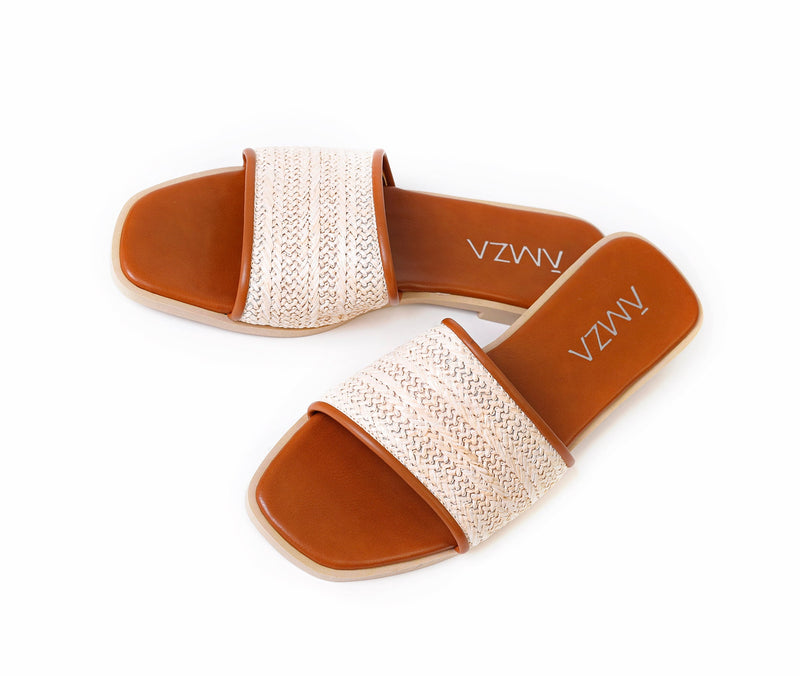 Natural Weave Slide Beige - Amza - 37