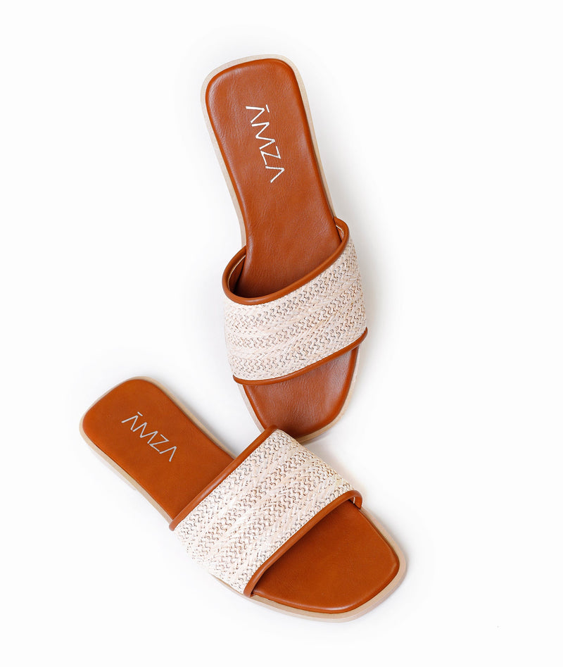 Natural Weave Slide Beige - Amza - 37