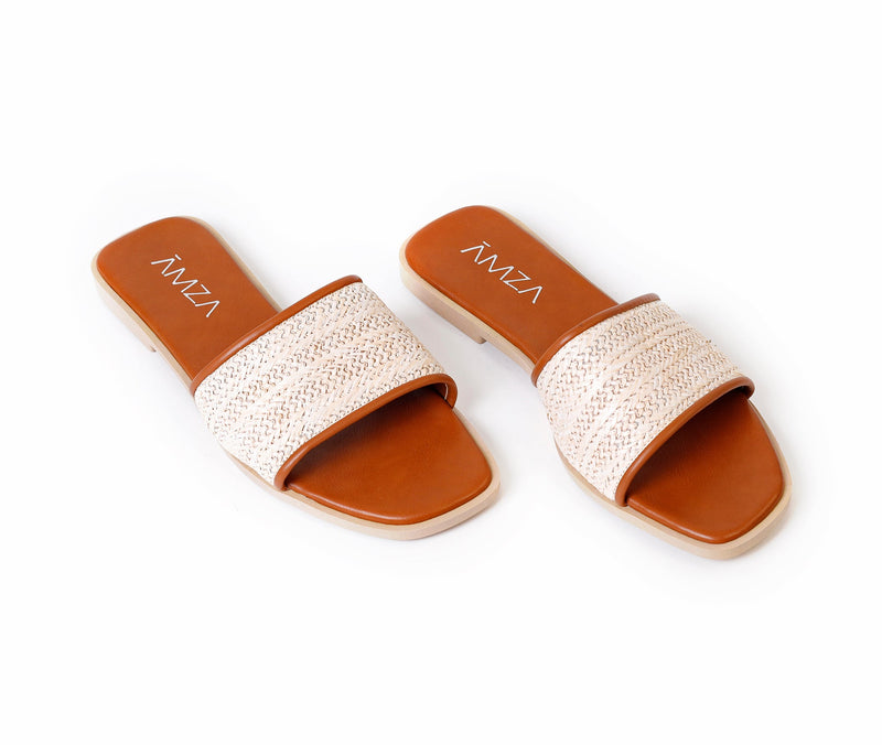 Natural Weave Slide Beige - Amza - 37