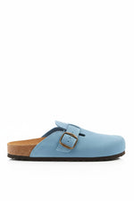 Premium Suede Baby Blue Clogs - Amza - 37