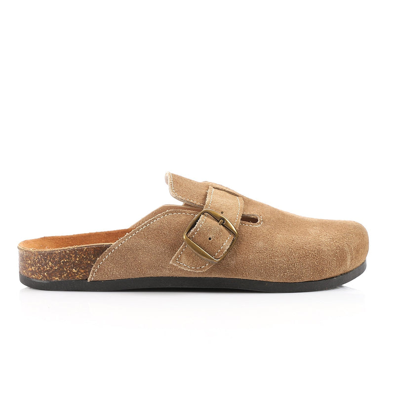 Premium Suede Beige Clogs - Amza - 37