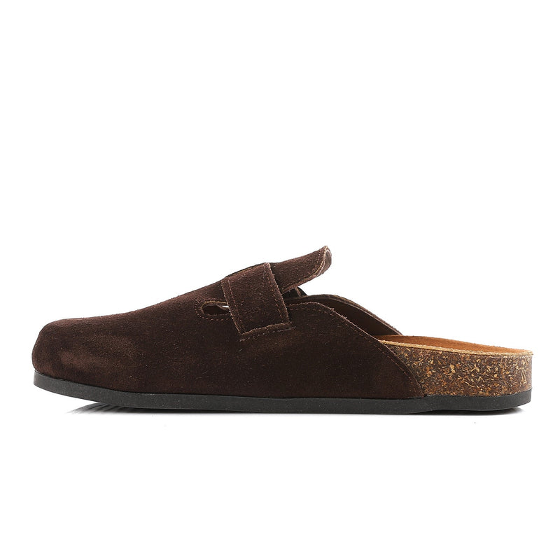 Premium Suede Brown Clogs - Amza - 37
