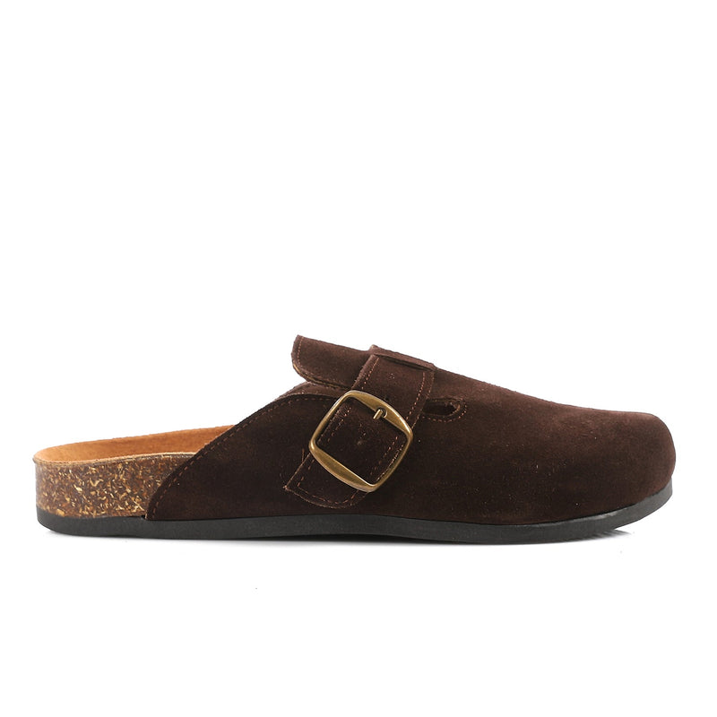 Premium Suede Brown Clogs - Amza - 37