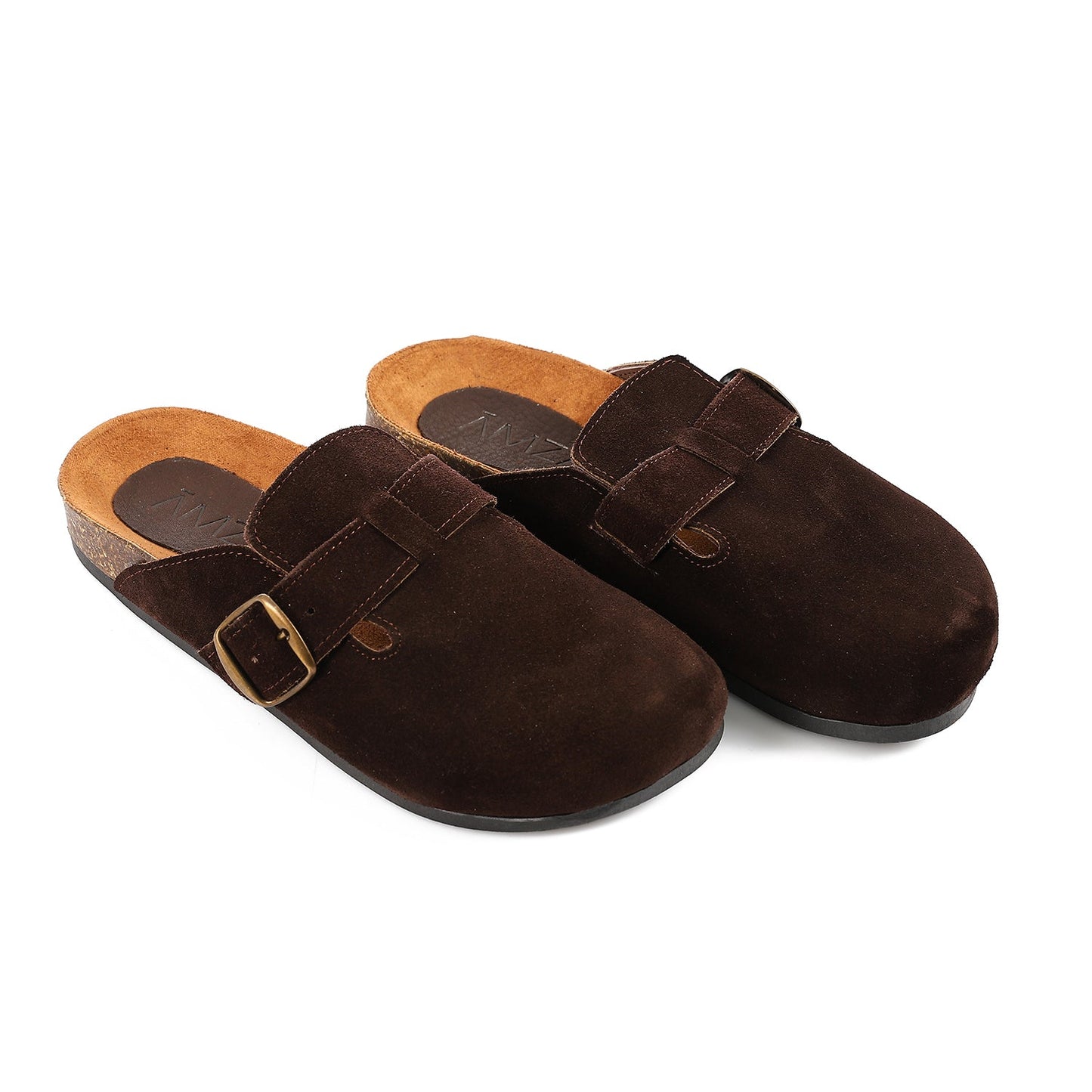 Premium Suede Brown Clogs - Amza - 37