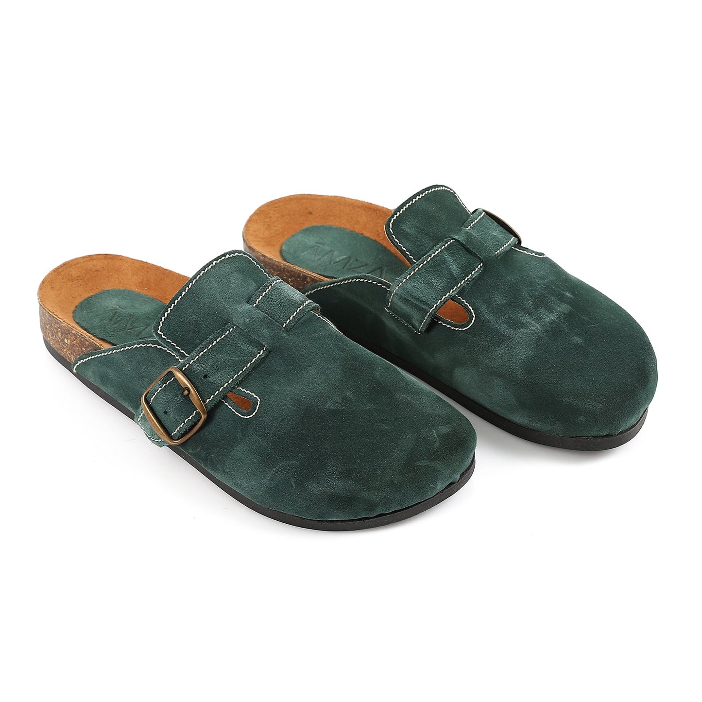 Premium Suede Green Clogs - Amza - 37