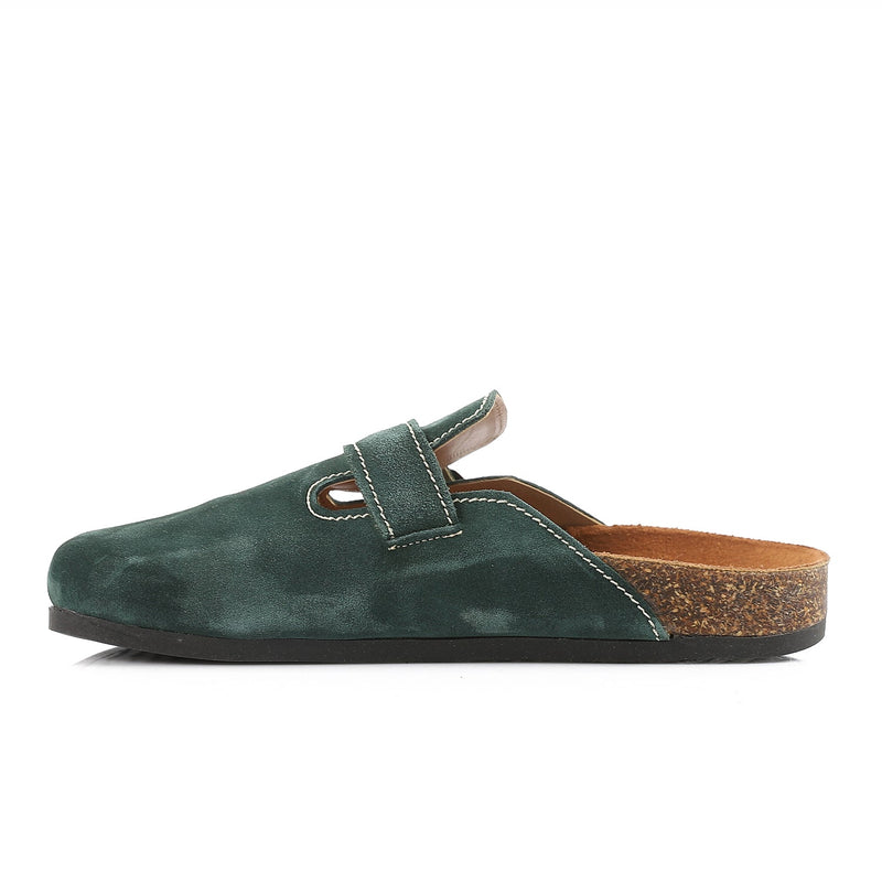 Premium Suede Green Clogs - Amza - 37