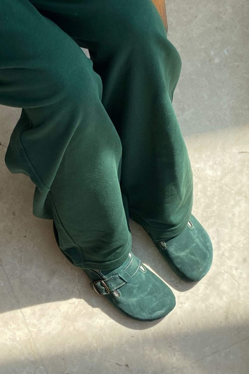 Premium Suede Green Clogs - Amza - 37