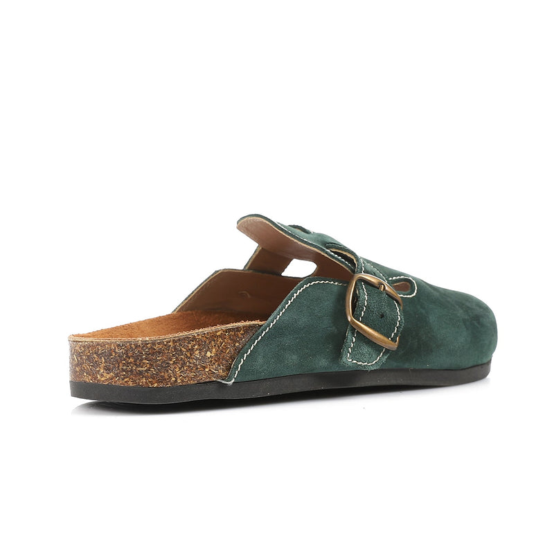 Premium Suede Green Clogs - Amza - 37