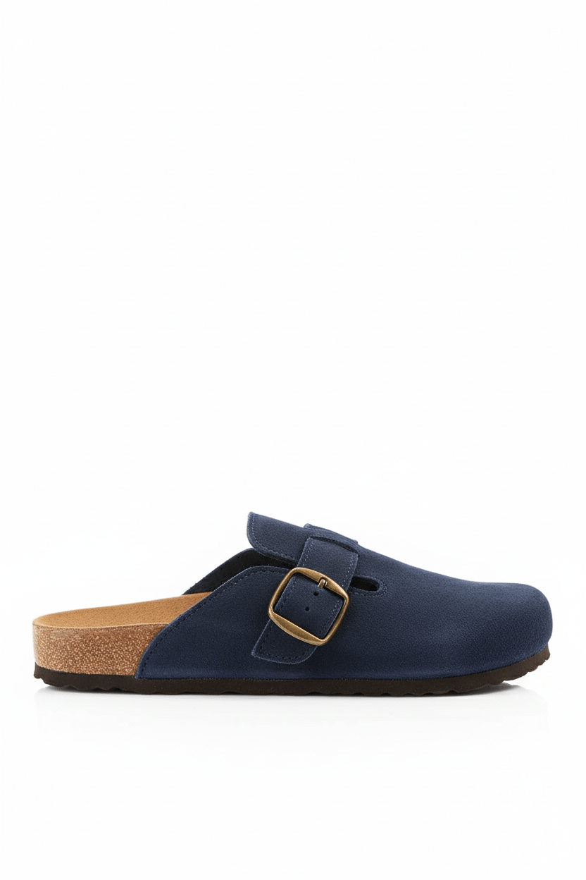 Premium Suede Navy Clogs - Amza - 37