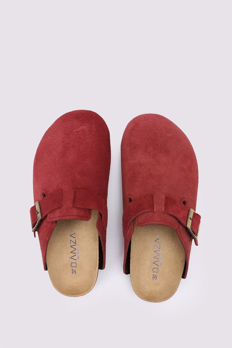 PREMIUM SUEDE CHERRY RED CLOGS