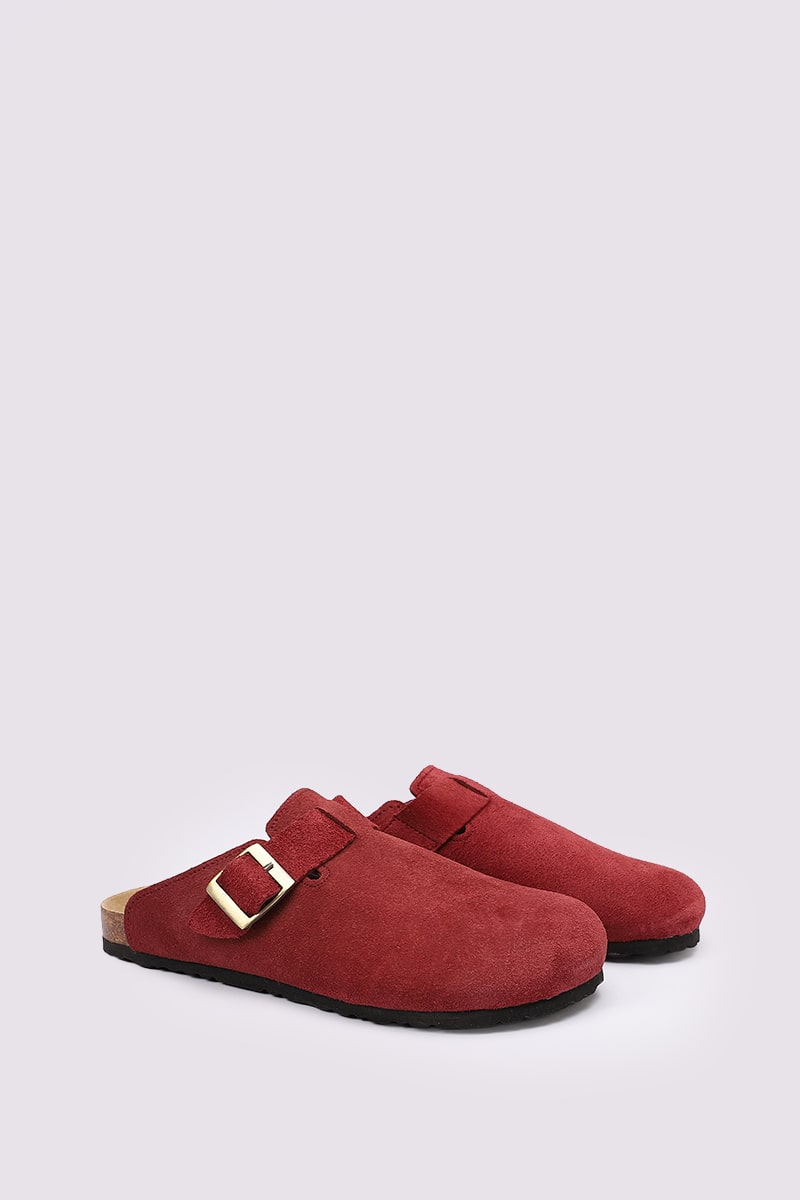 PREMIUM SUEDE CHERRY RED CLOGS