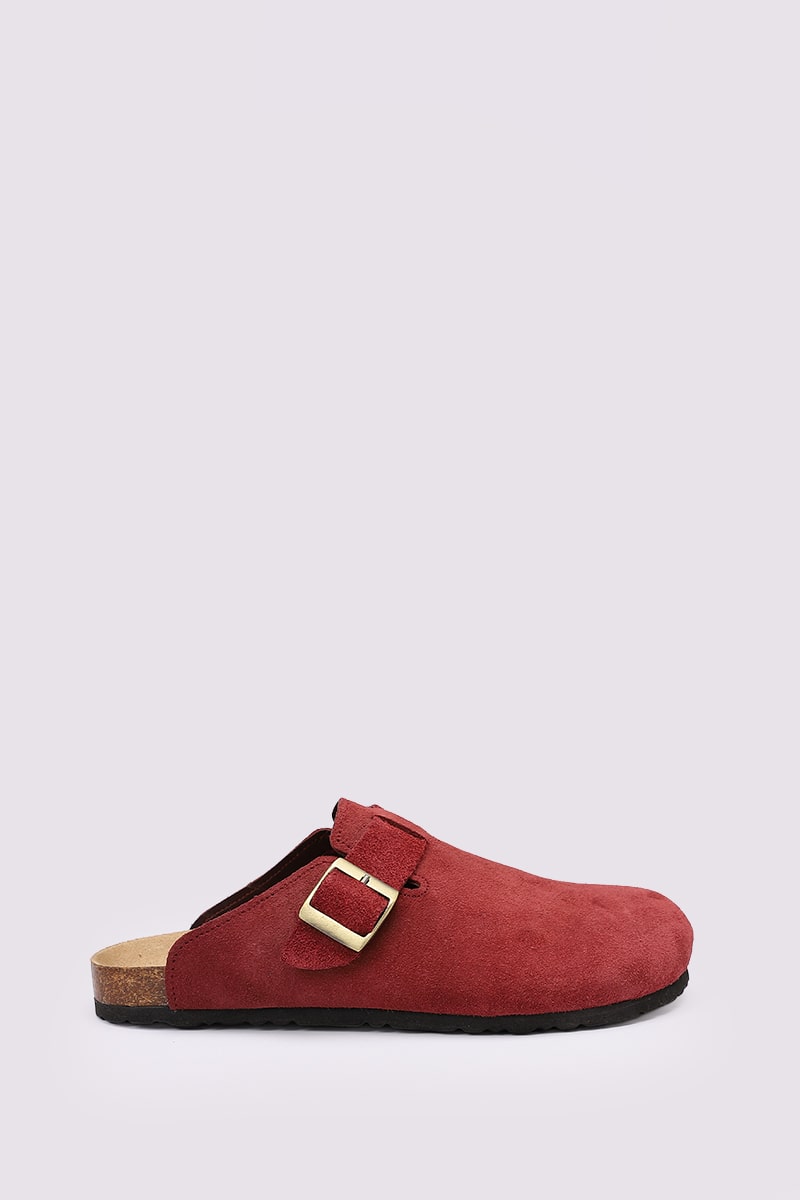 PREMIUM SUEDE CHERRY RED CLOGS