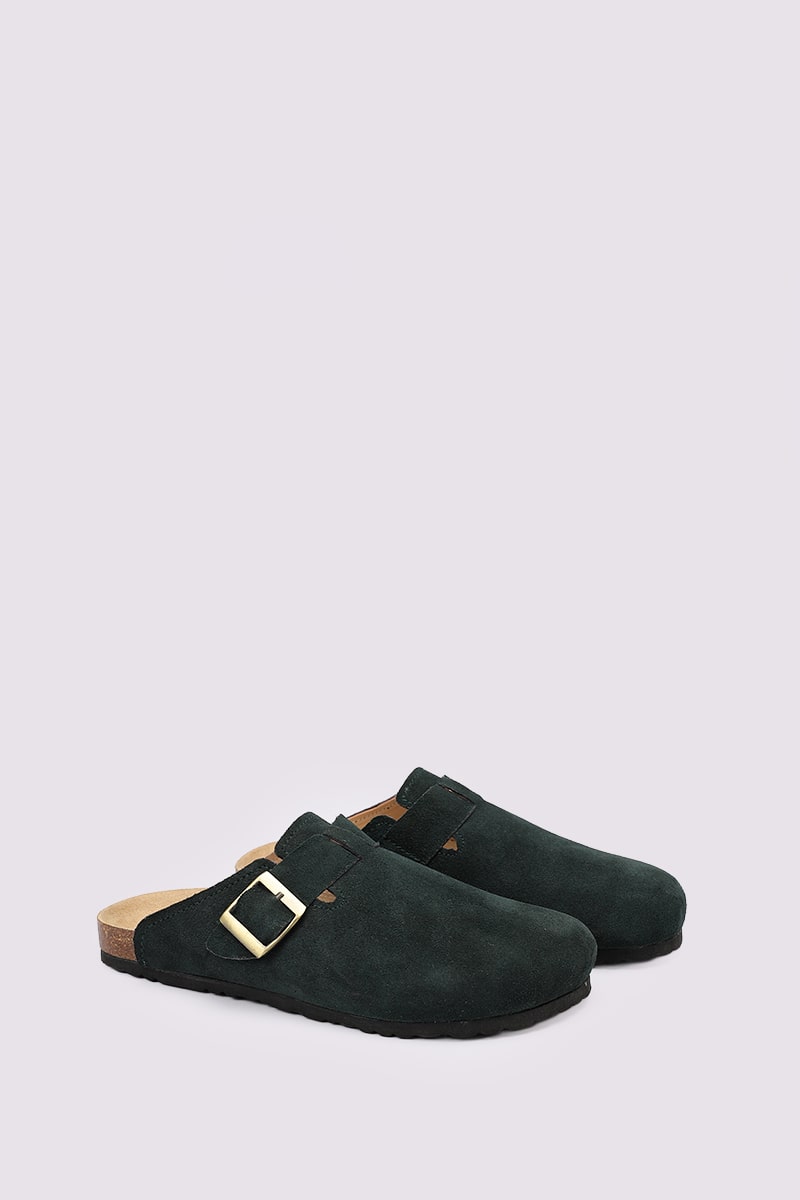 PREMIUM SUEDE GREEN CLOGS