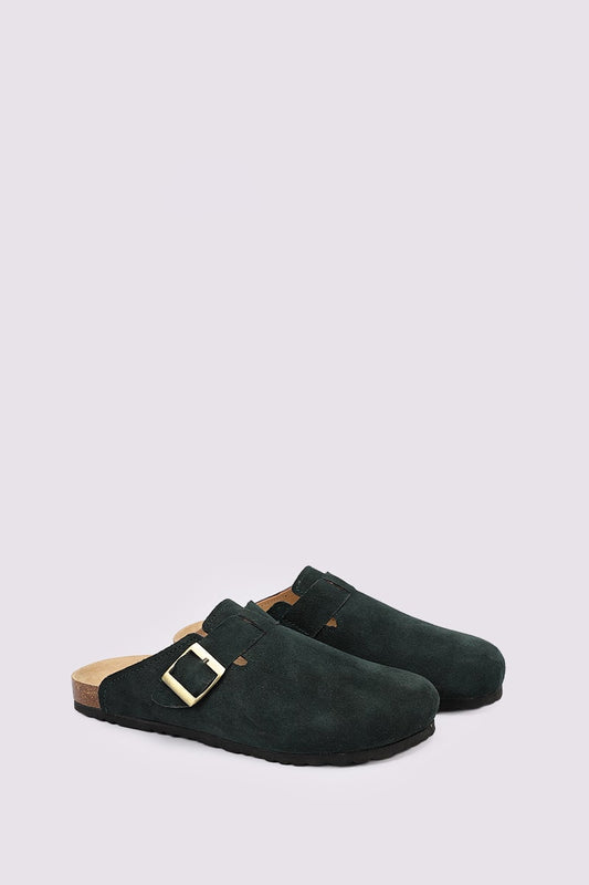 PREMIUM SUEDE GREEN CLOGS