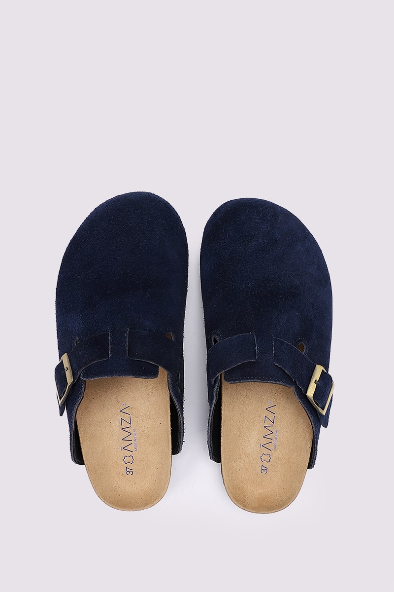 PREMIUM SUEDE NAVY CLOGS