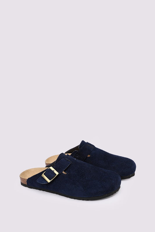 PREMIUM SUEDE NAVY CLOGS