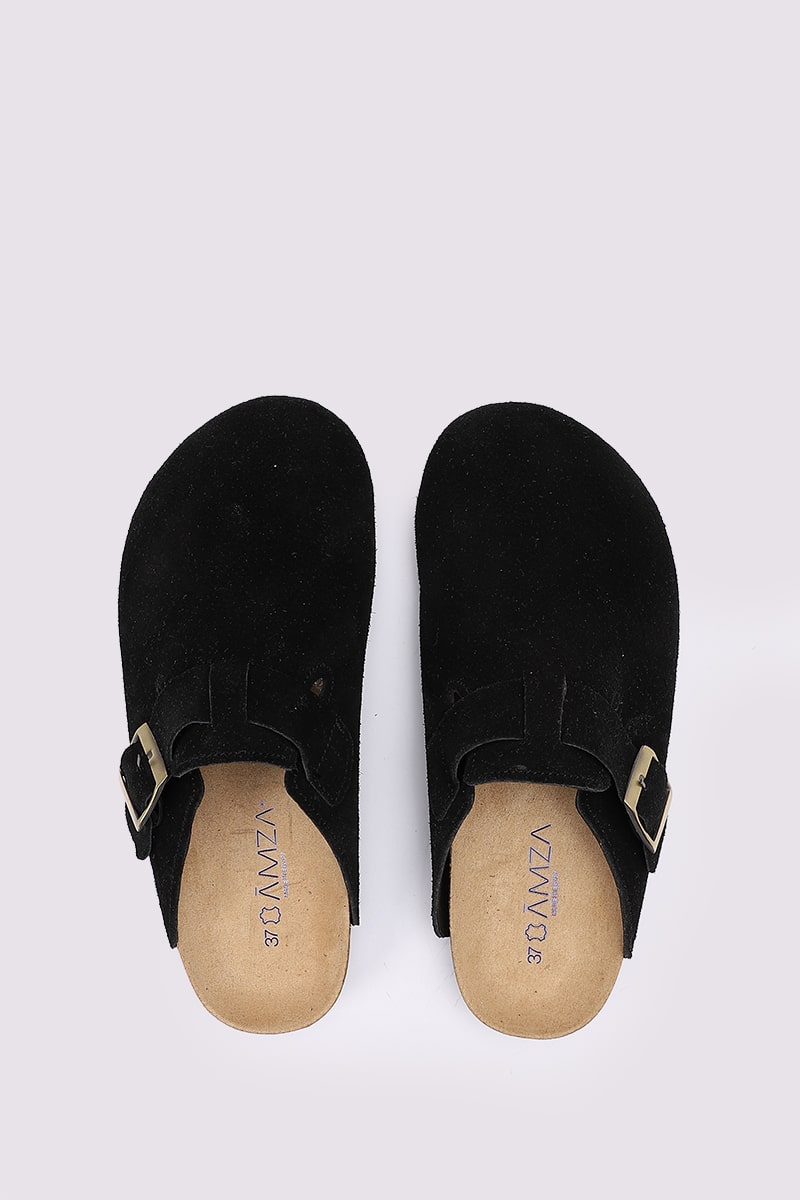 PREMIUM SUEDE BLACK CLOGS
