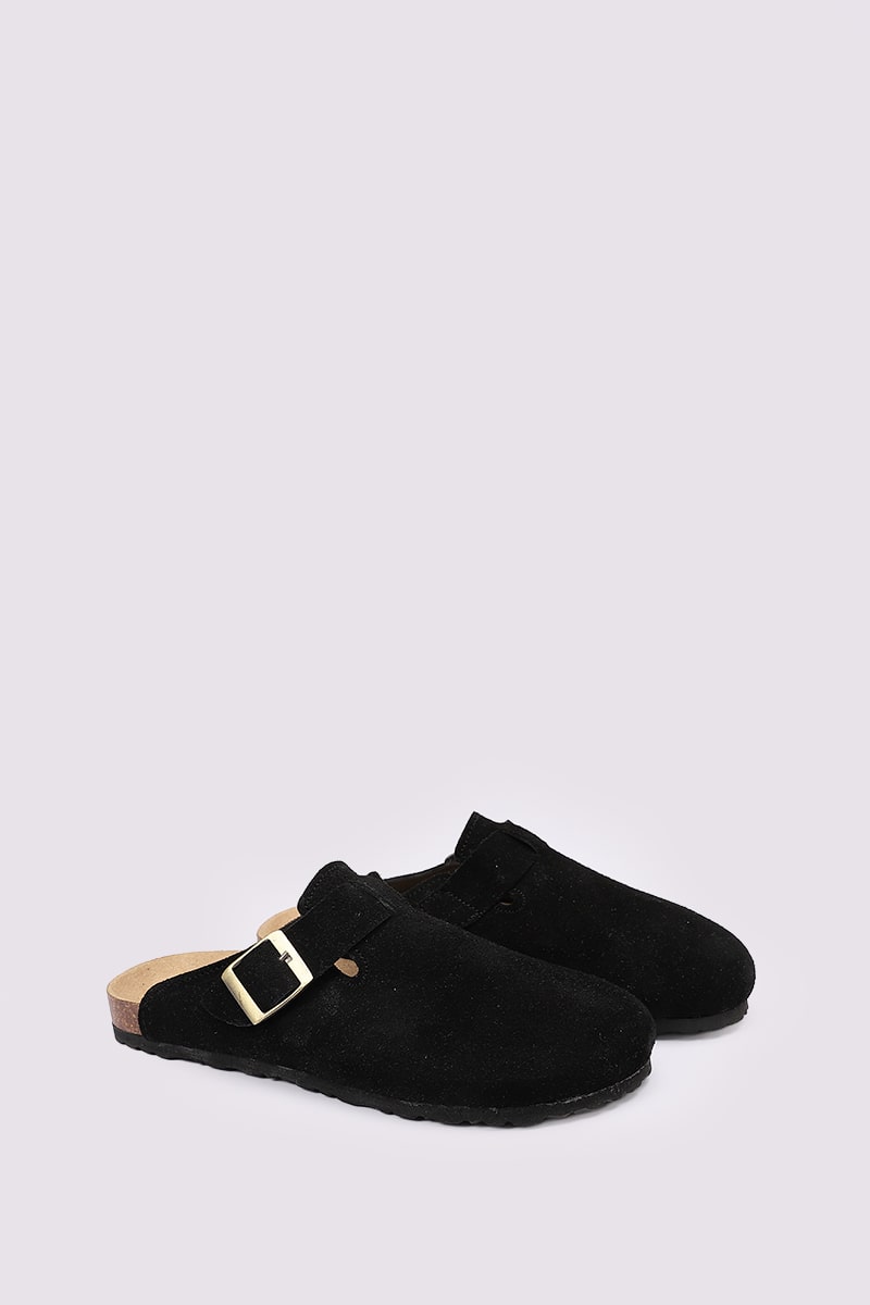 PREMIUM SUEDE BLACK CLOGS