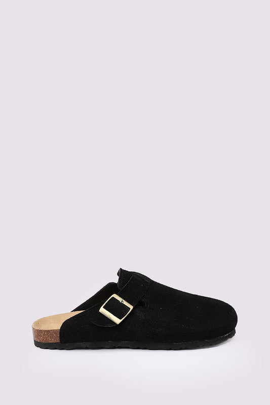 PREMIUM SUEDE BLACK CLOGS