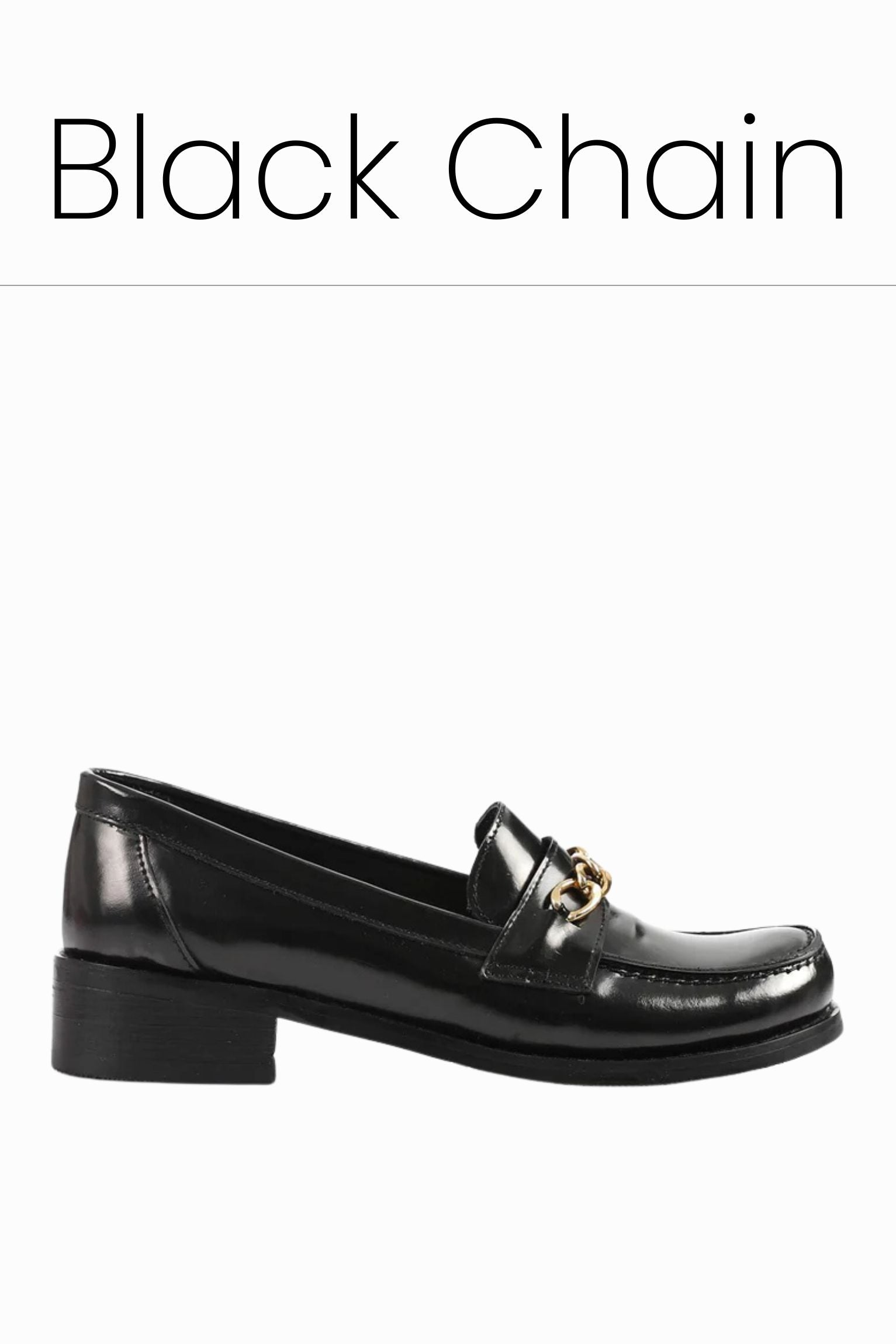 amza black leather penny loafer with chain - 