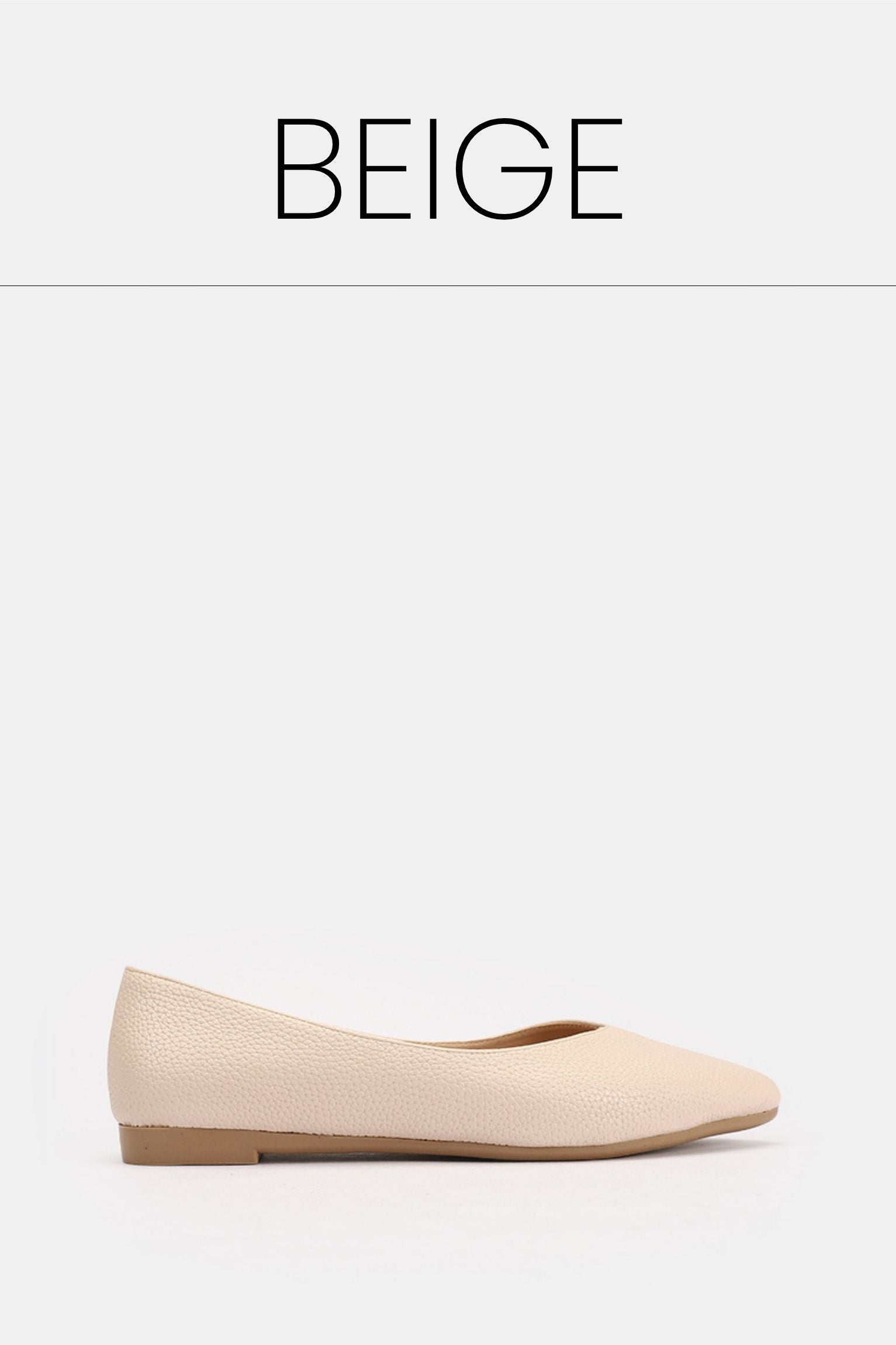 Beige flat leather ballet