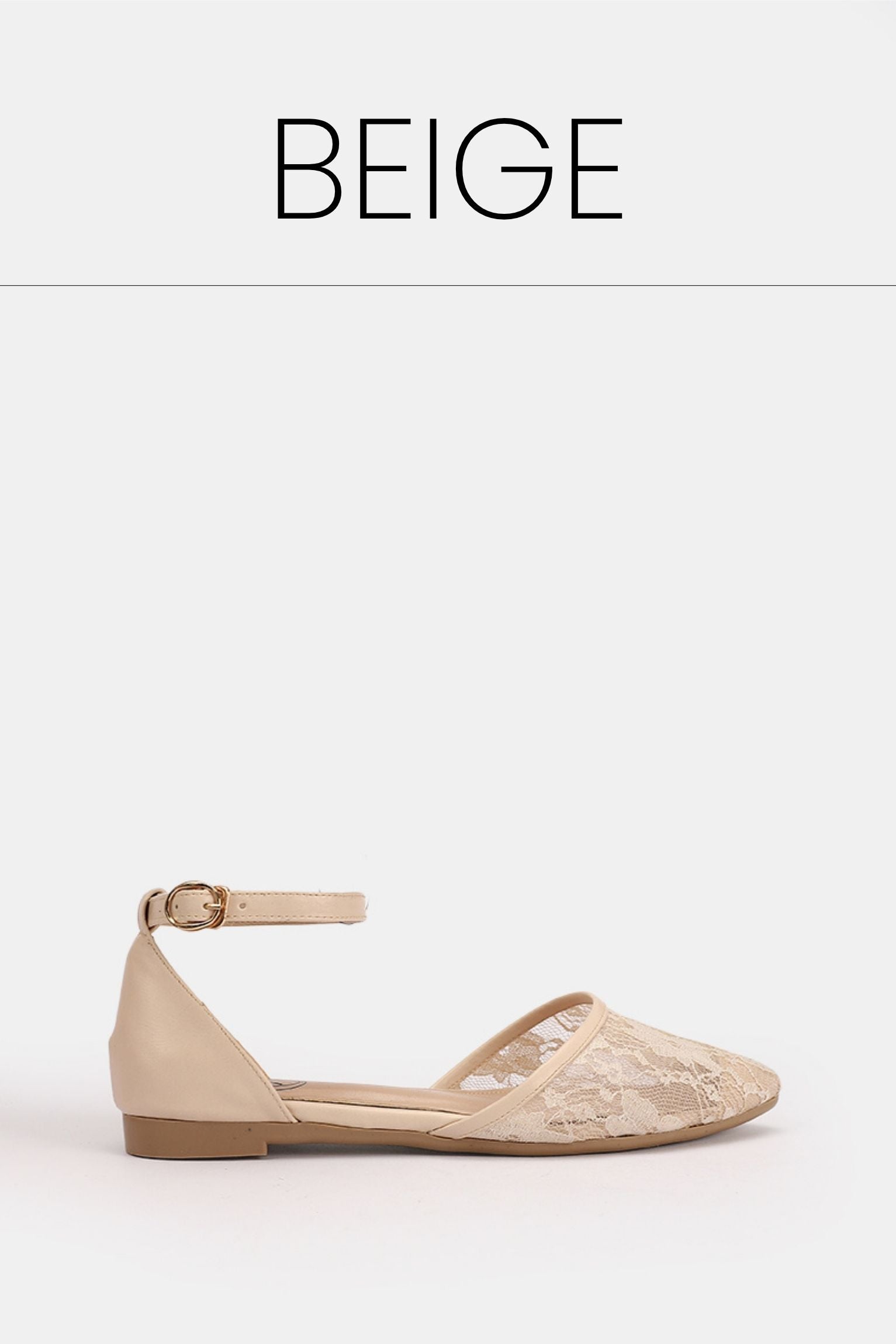 Beige floral strap flat