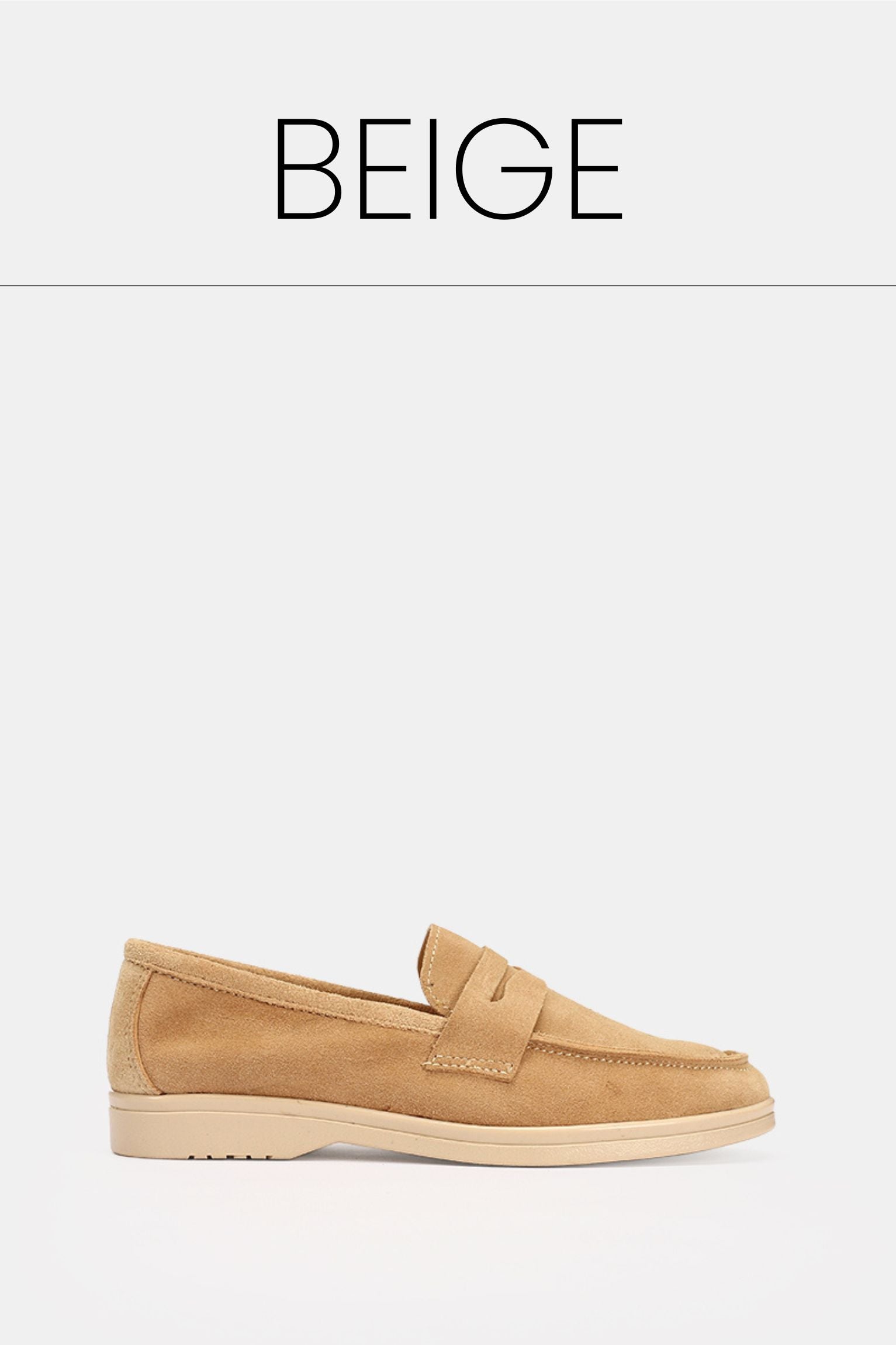Beige leather tassel loafers