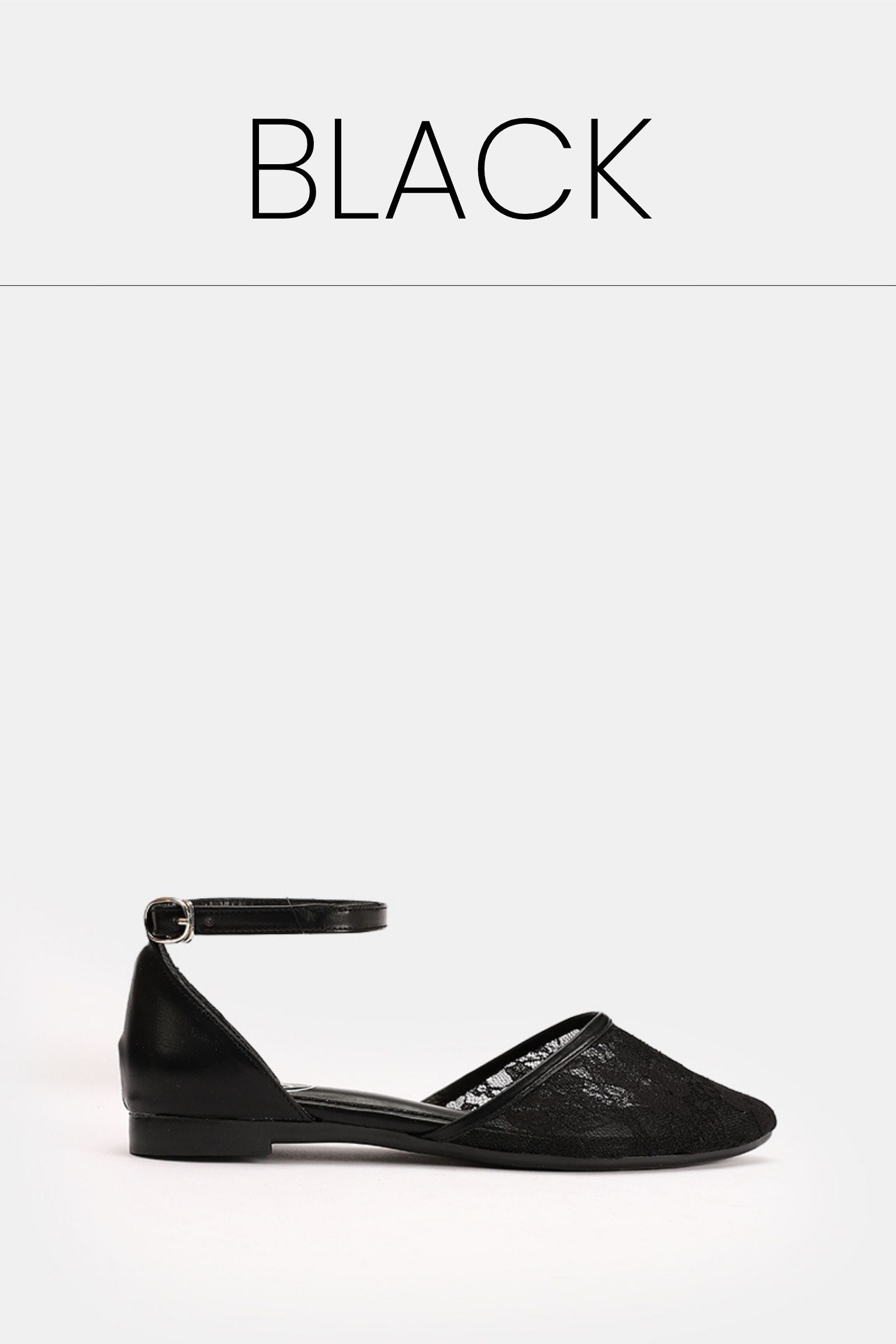 Black floral strap flat