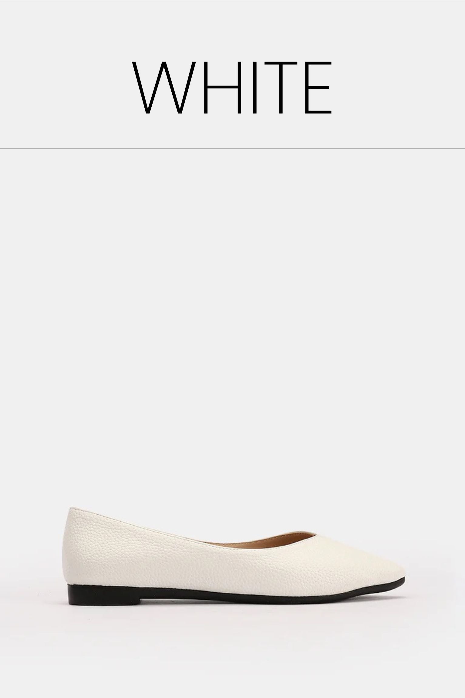 White flat leather ballet