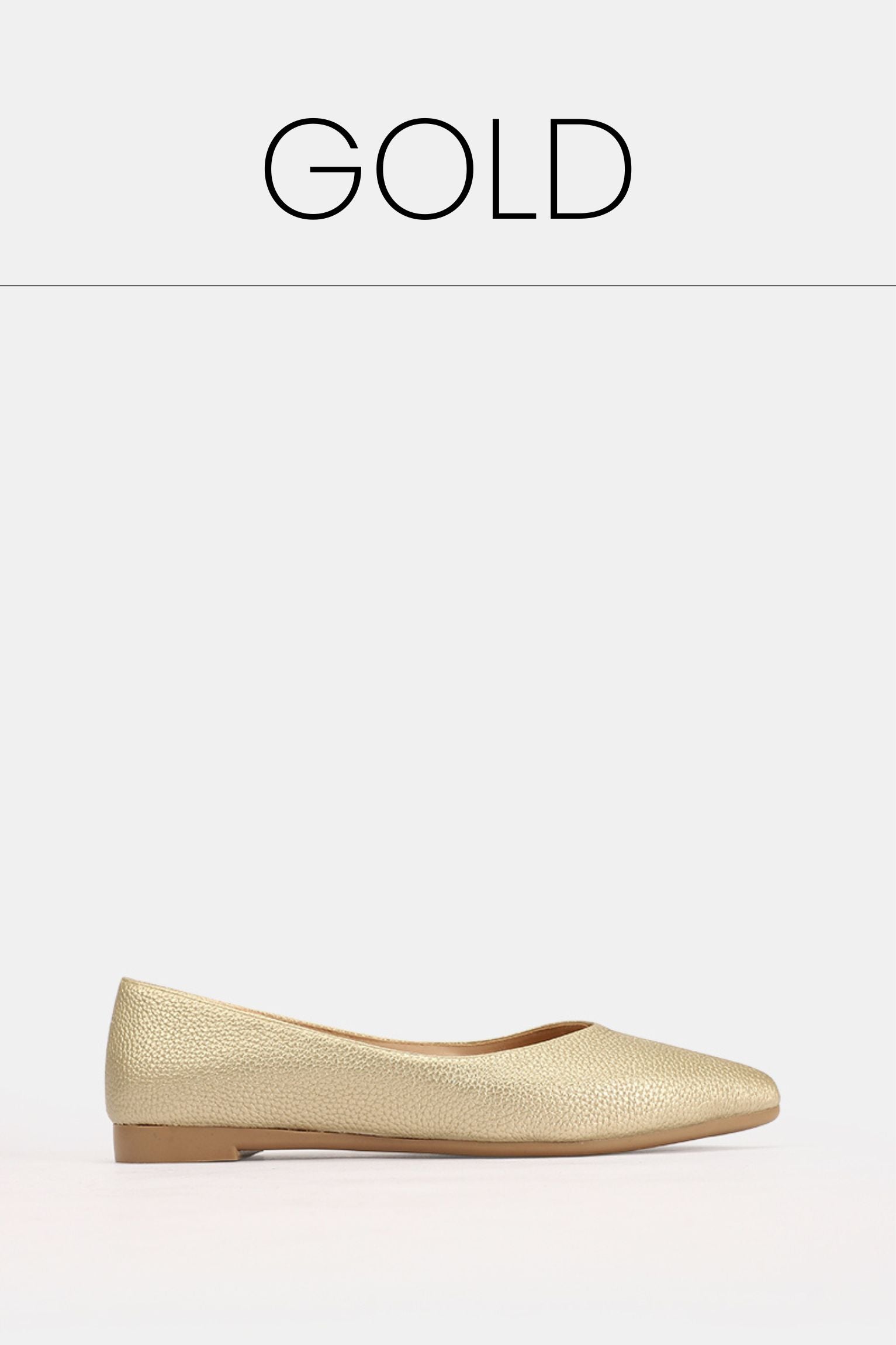 Gold flat leather ballet