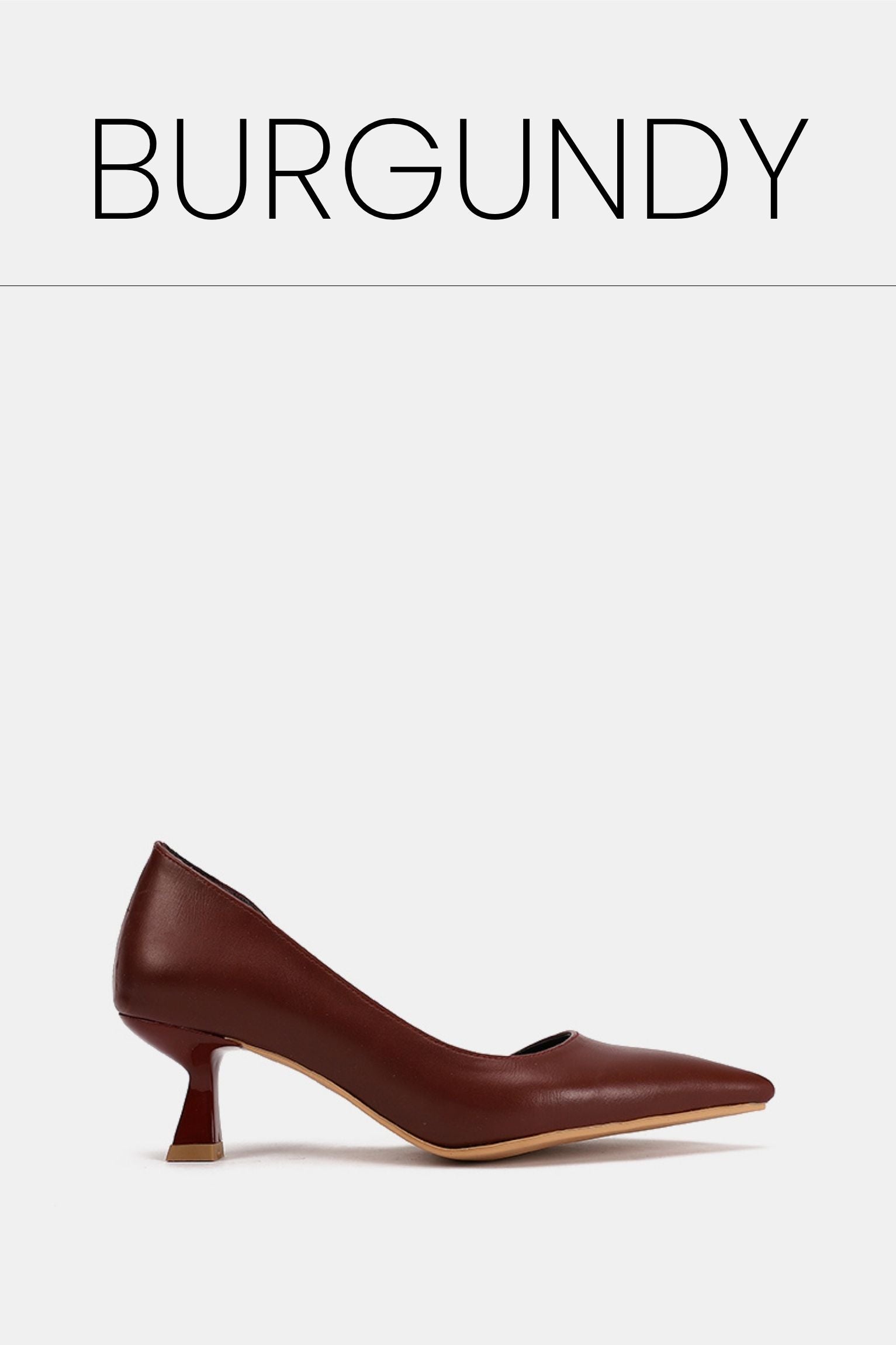 Pointed toe burgundy kitten heels