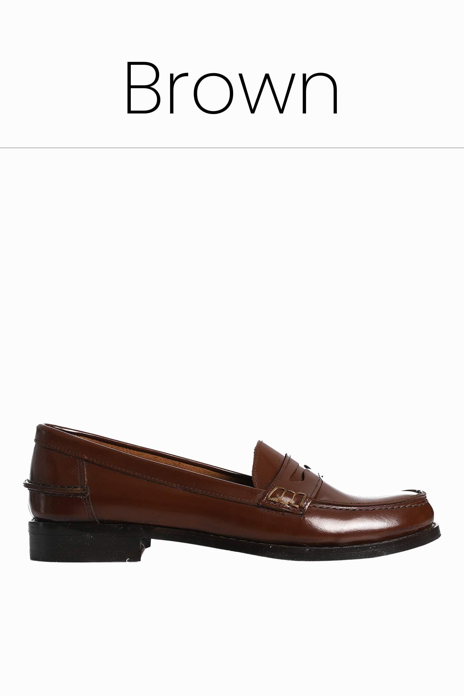 Brown leather penny loafers