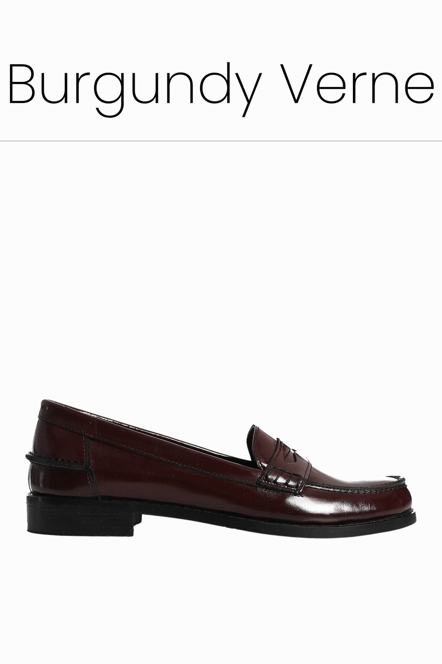Burgundy leather penny loafers