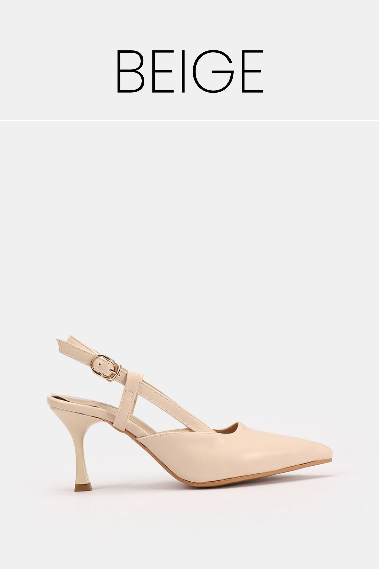 Slingback beige kitten heels