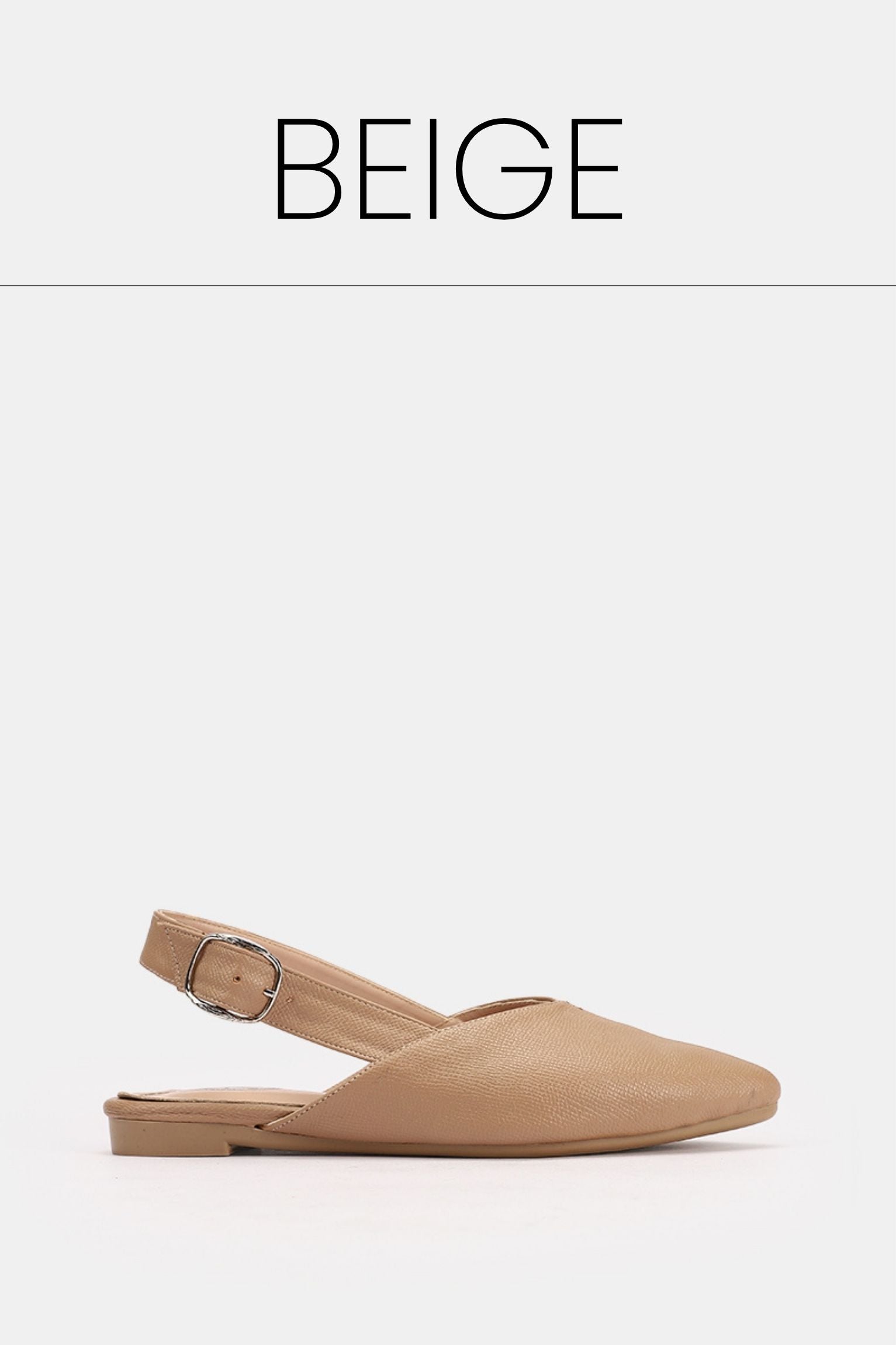Slingback buckle beige flat