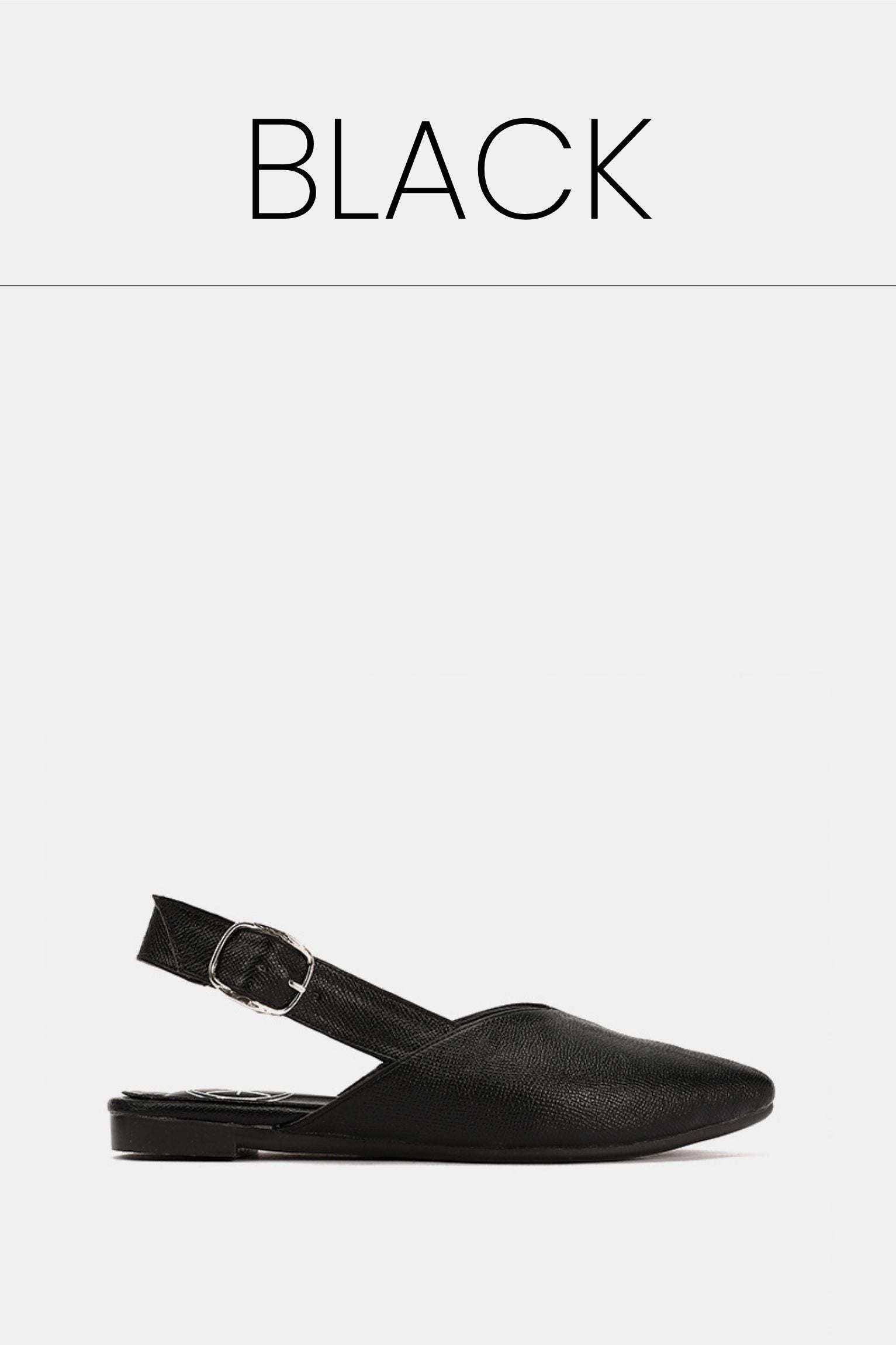 Slingback buckle black flat