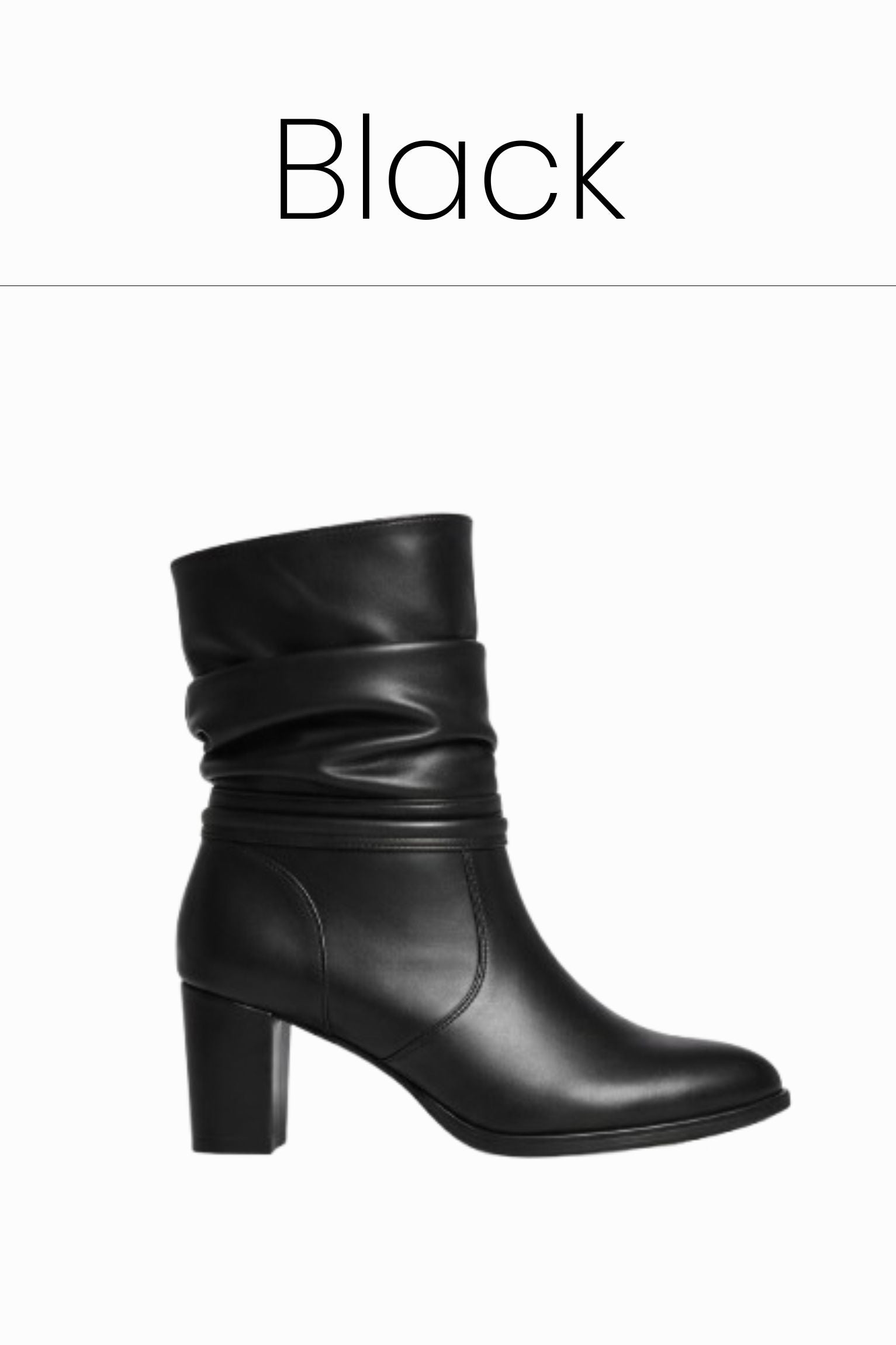 Black slouchy heeled ankle boots