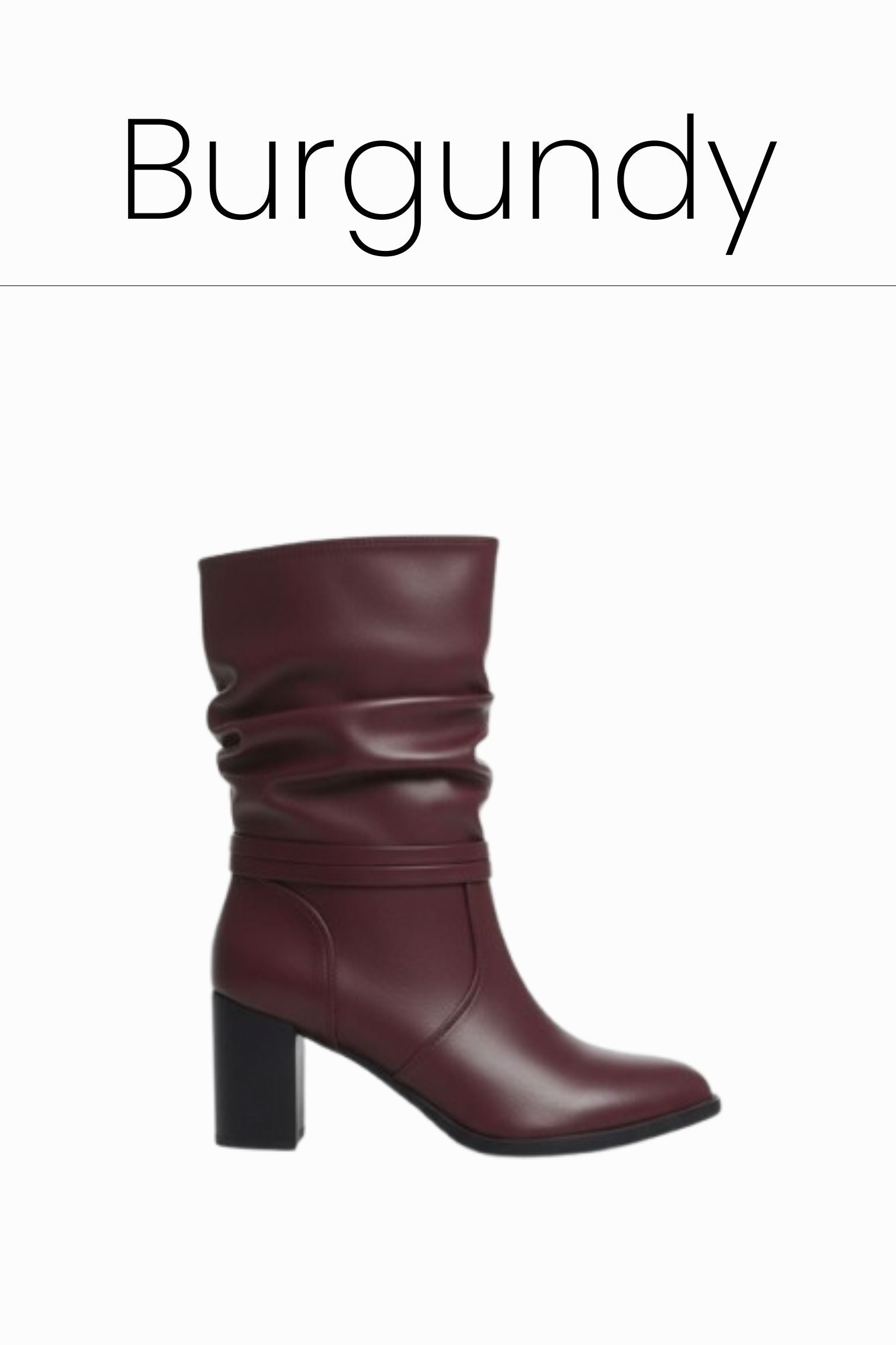 Burgundy slouchy heeled ankle boots