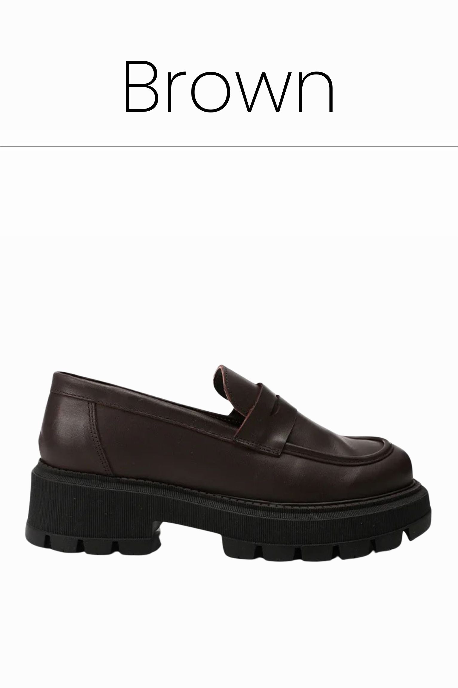 Brown leather chunky loafers